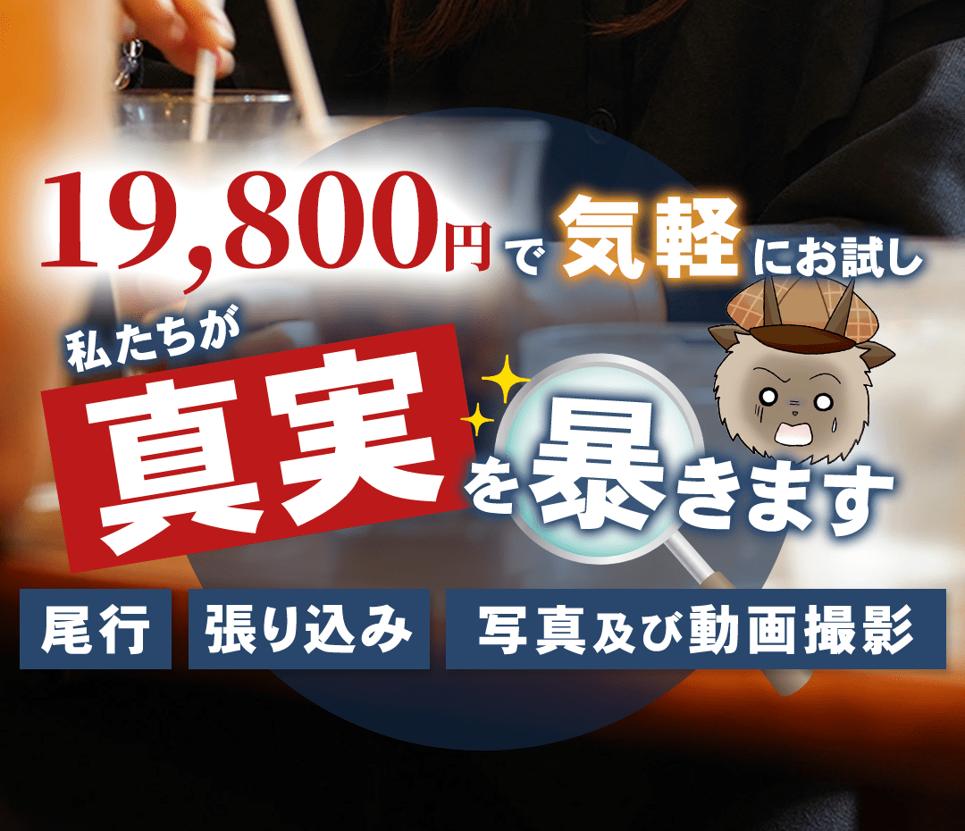 19,800円で気軽にお試し　私たちが真実を暴きます　尾行・張り込み・写真及び動画撮影